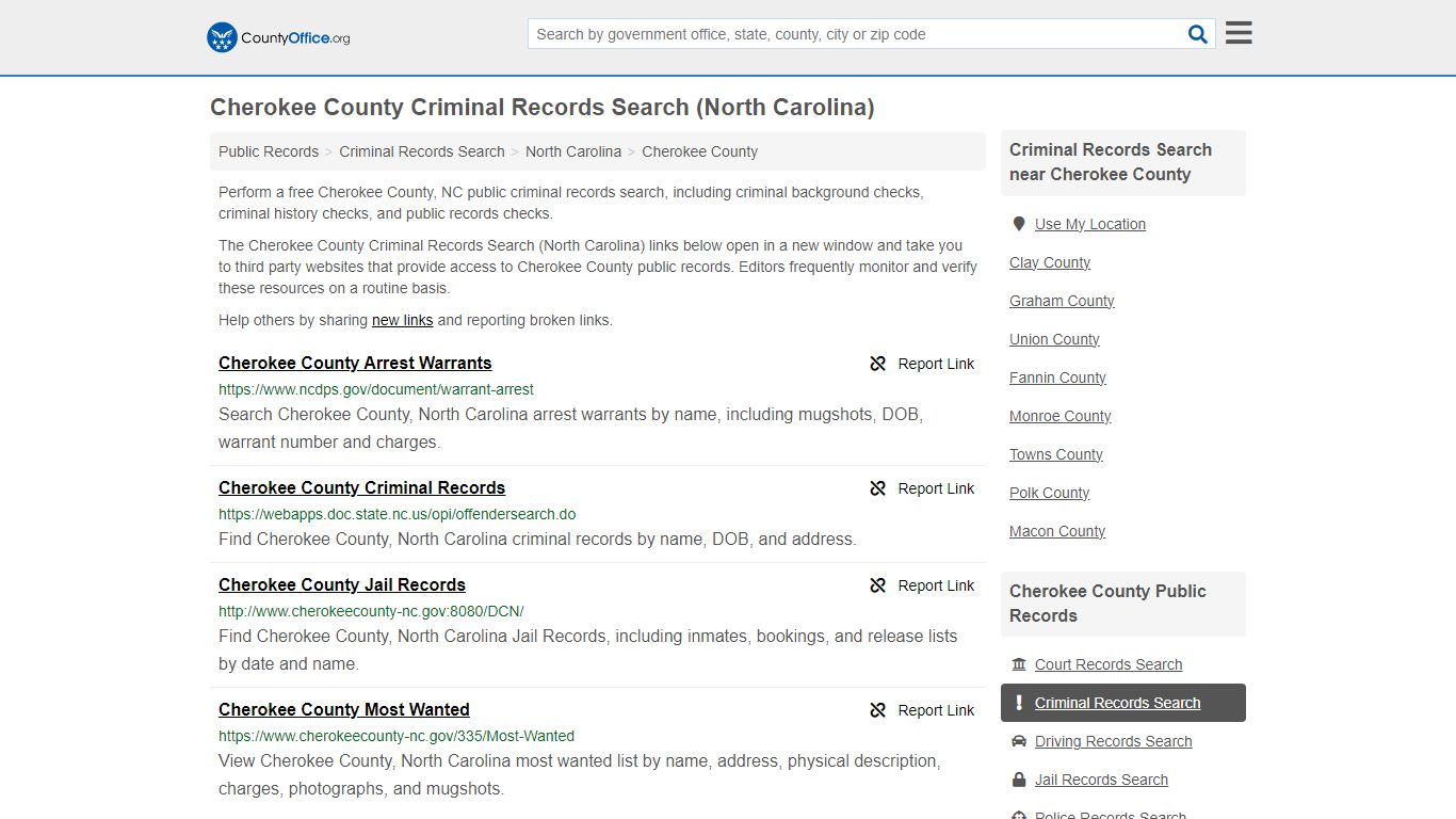 Criminal Records Search - Cherokee County, NC (Arrests, Jails & Most ...